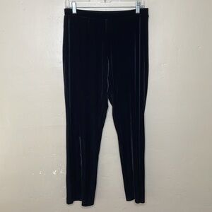 SUSAN GRAVER Pants Black Velour Velvet Pull On Straight Leg Elastic Waistband Sm
